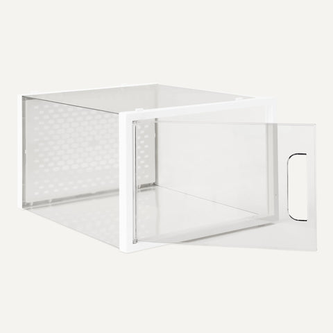 amazon basics stacked boxes in closet saving space and boosting visibility