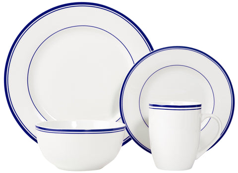 Amazon Basics close-up of blue stripe detail showing smooth porcelain and benefit: refined finish