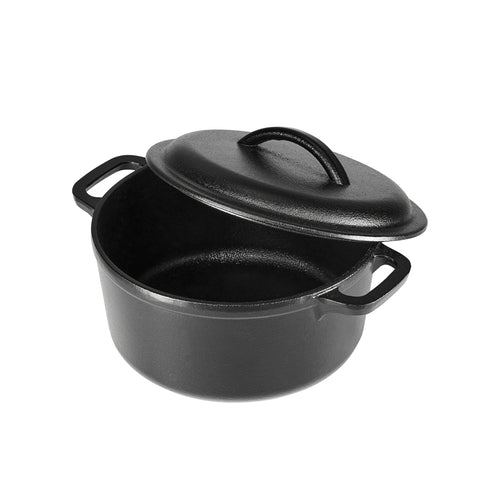 Amazon Basics cast iron close-up texture showing pre-seasoned finish benefit: even heating