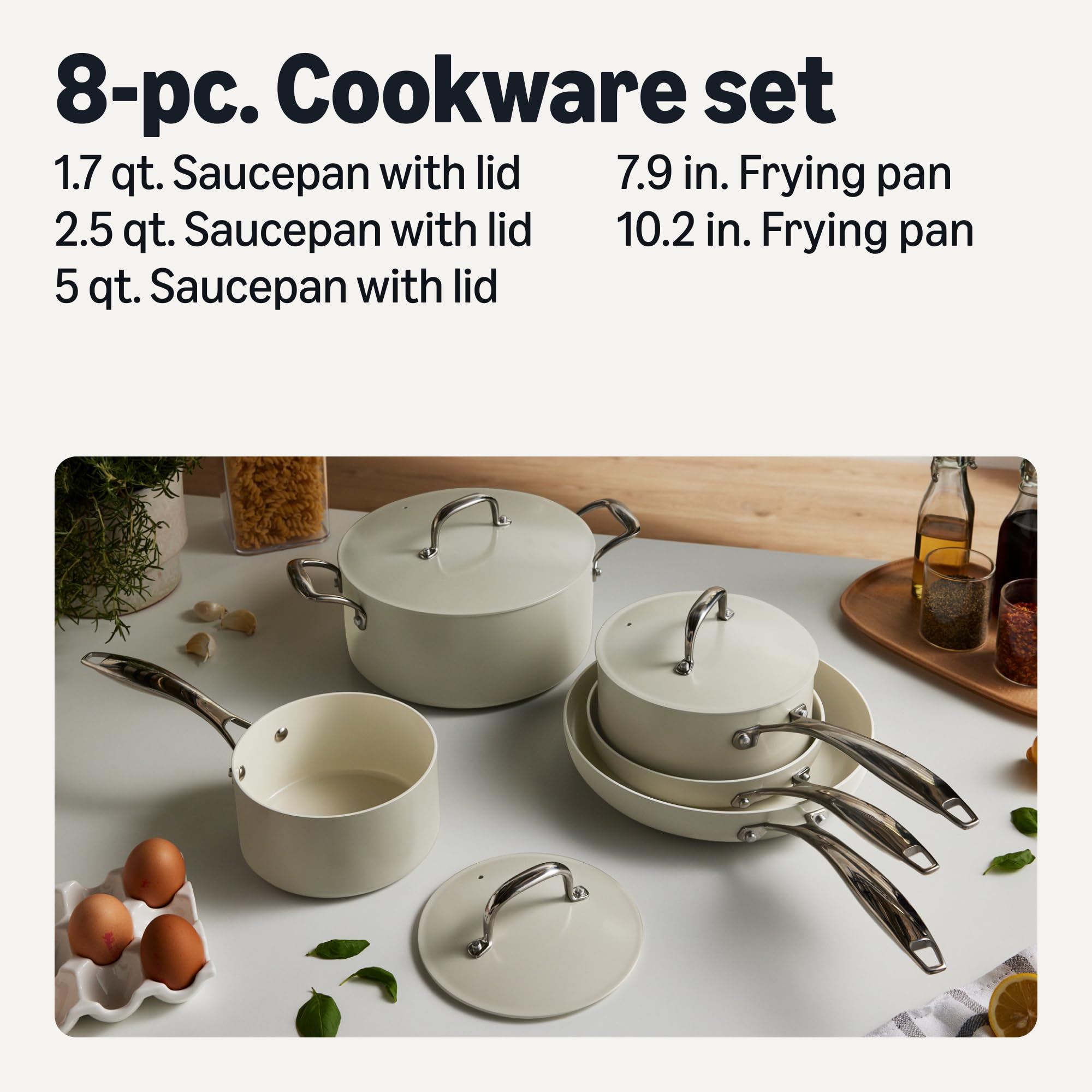 Amazon Basics ceramic nonstick close-up showing smooth coating for easier food release and cleaning