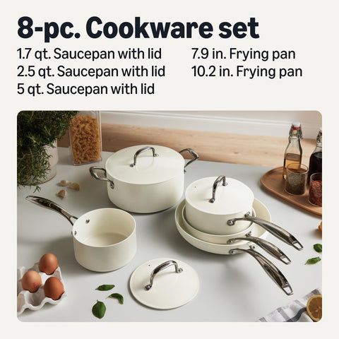 Amazon Basics ceramic-coated surface close-up for easy food release benefit