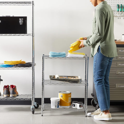 Amazon Basics close-up of wire shelf surface highlighting durable finish
