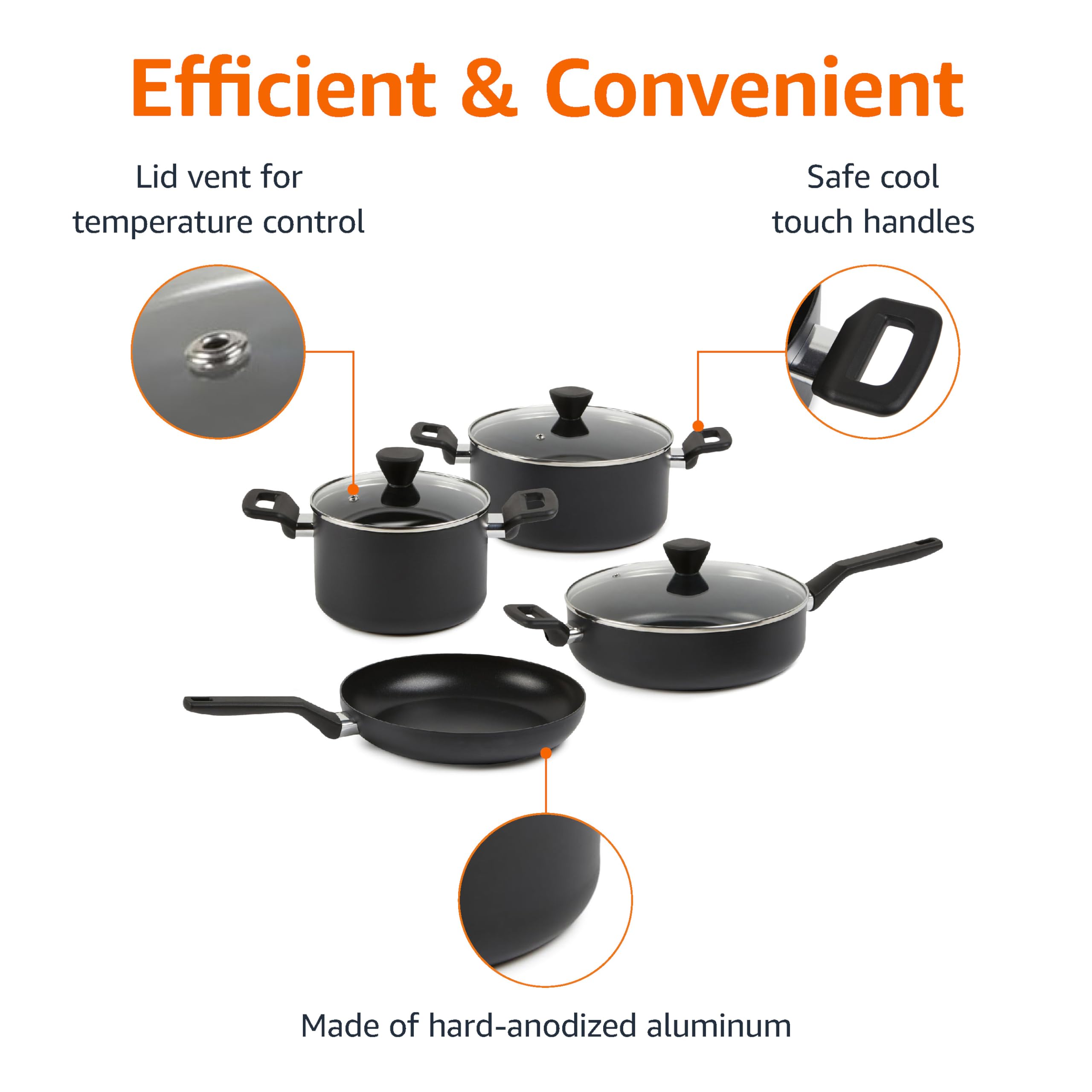 Amazon Basics close-up of nonstick surface for easy food release