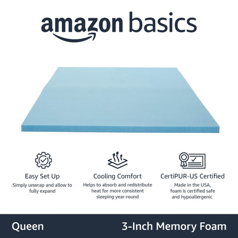 Amazon Basics cooling gel-infused foam close-up showing breathable texture and comfort