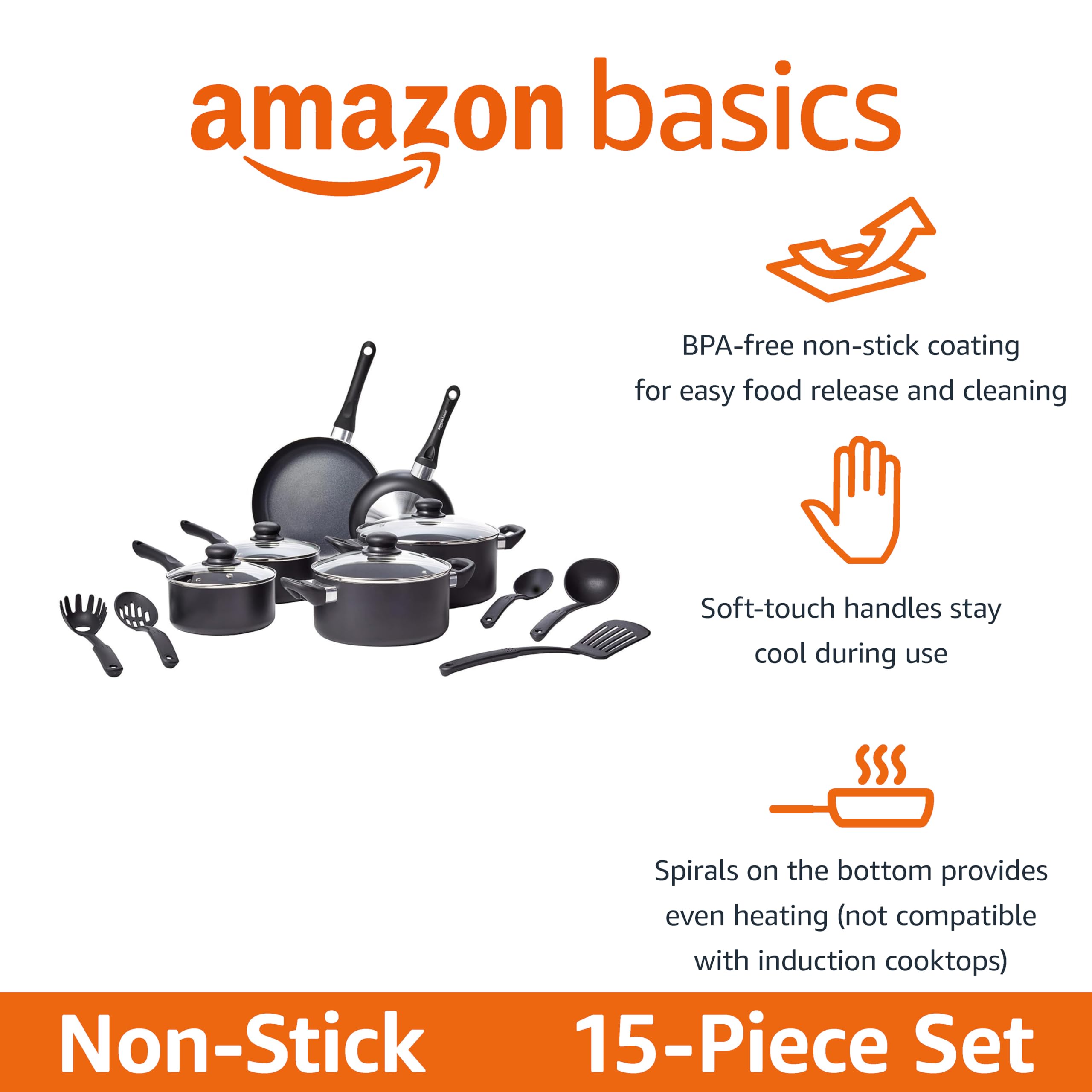Amazon Basics close-up nonstick surface highlighting easy food release benefit