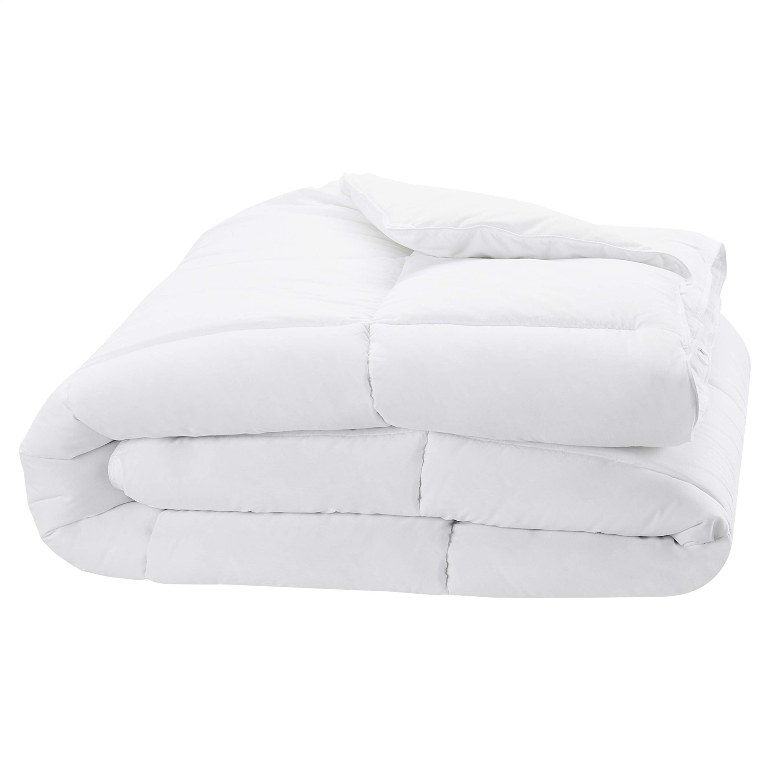 Amazon Basics close-up of smooth polyester shell highlighting softness and durability