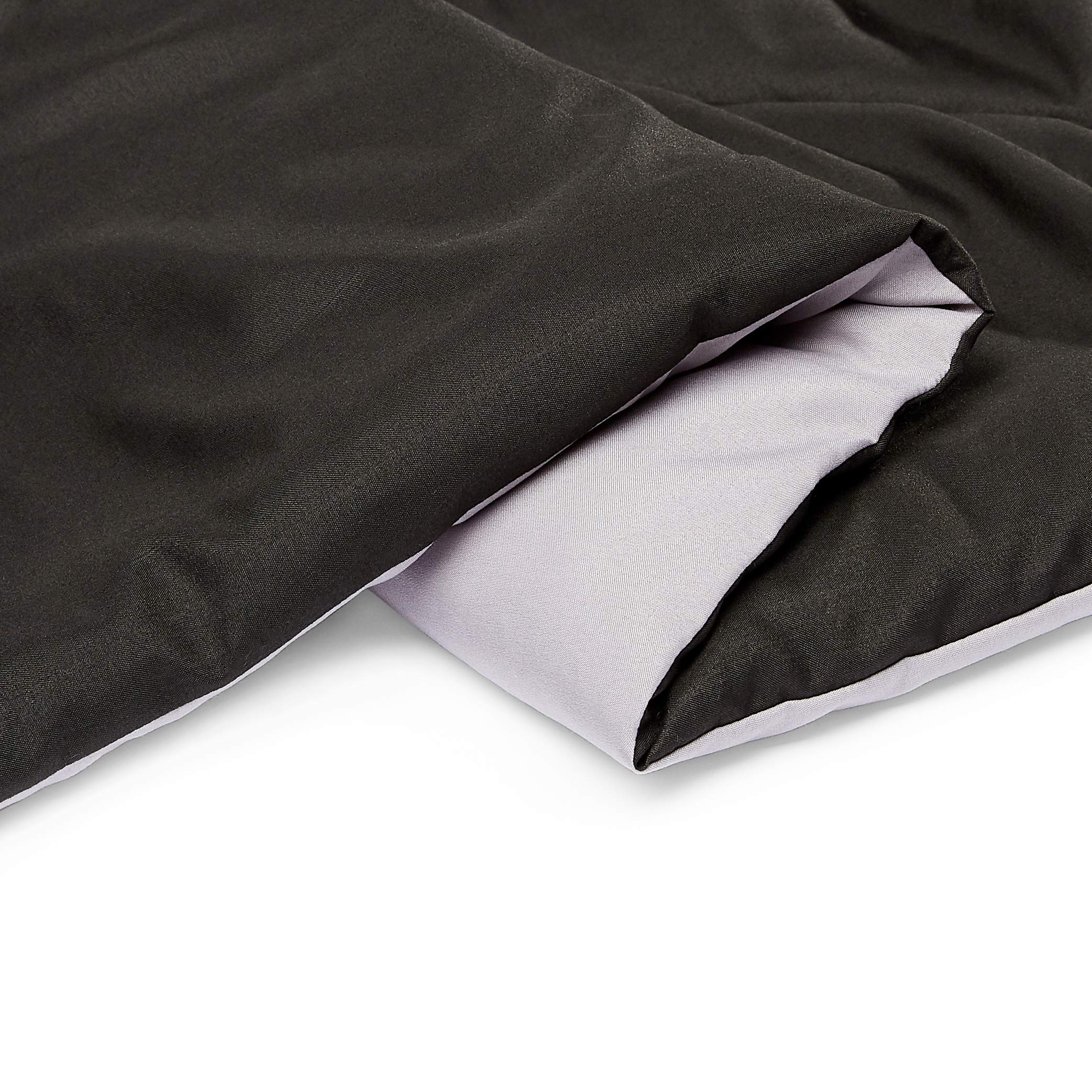 Amazon Basics comforter on styled bed demonstrating easy styling and cozy bedroom benefit