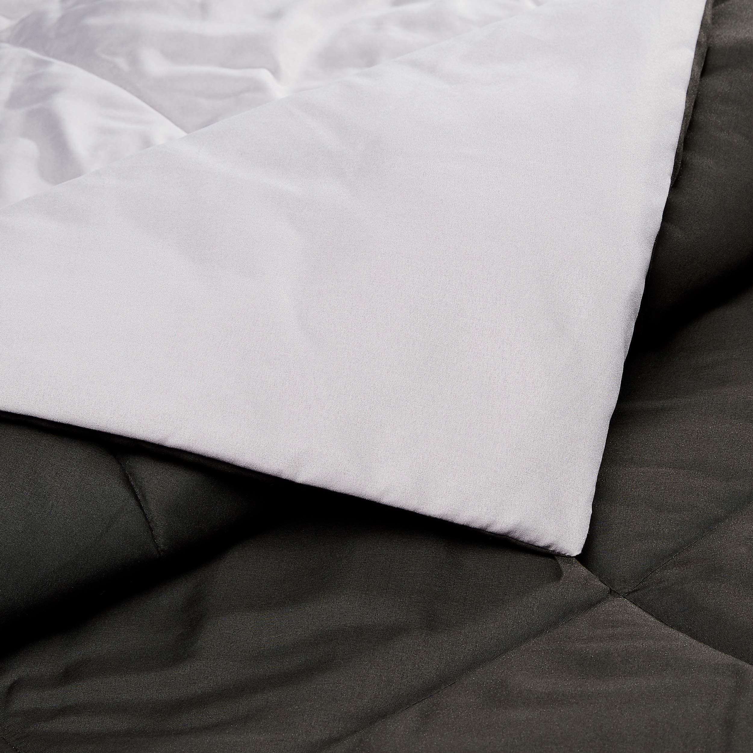 Amazon Basics reversible comforter grey reverse displayed to show alternate color option