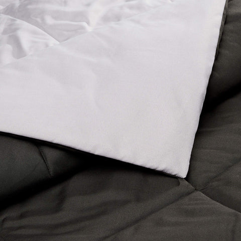 Amazon Basics reversible comforter grey reverse displayed to show alternate color option