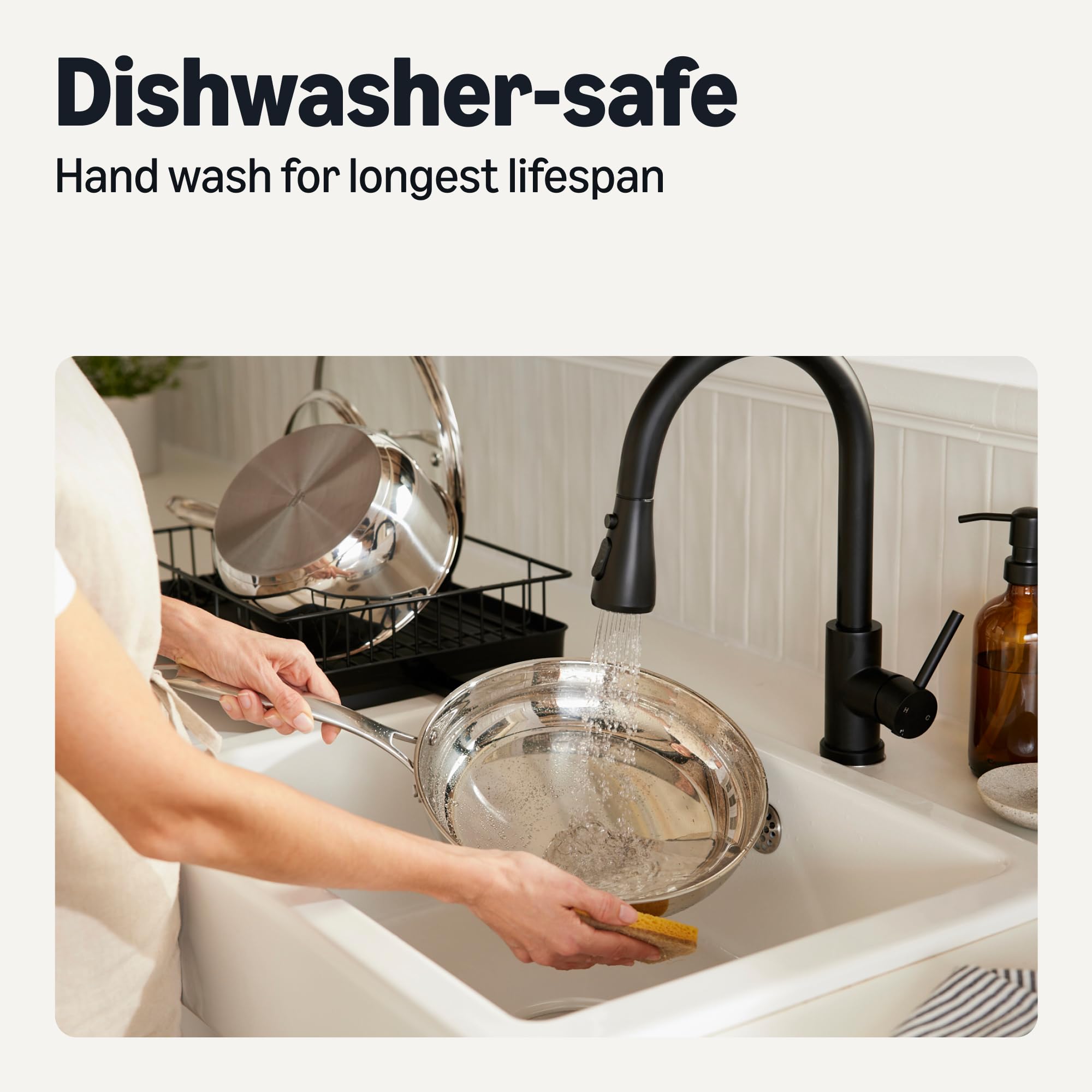Amazon Basics cookware on induction burner showing compatibility benefit
