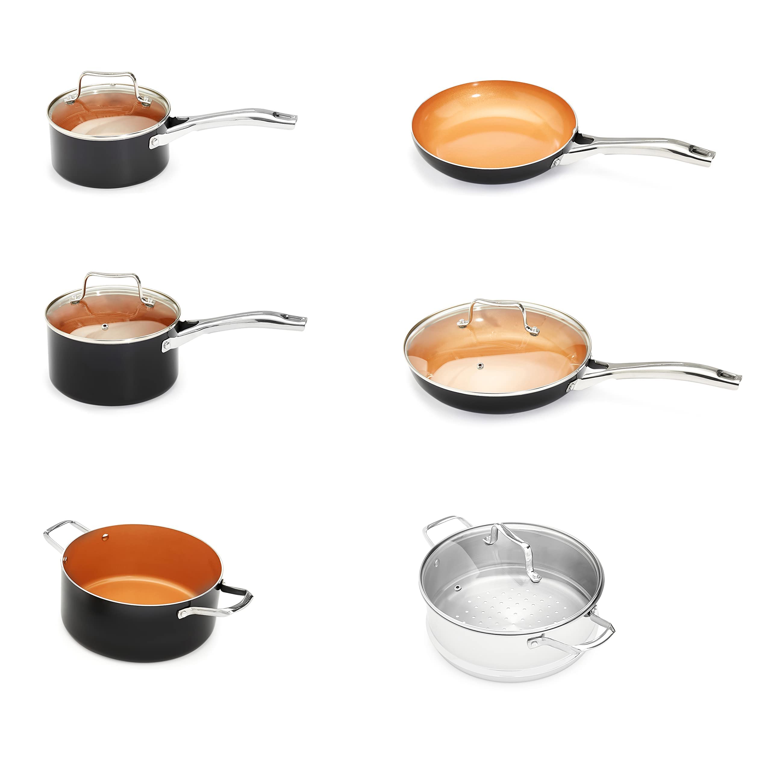 Amazon Basics stainless steel handle and induction base detail showing secure grip and cooktop compatibility