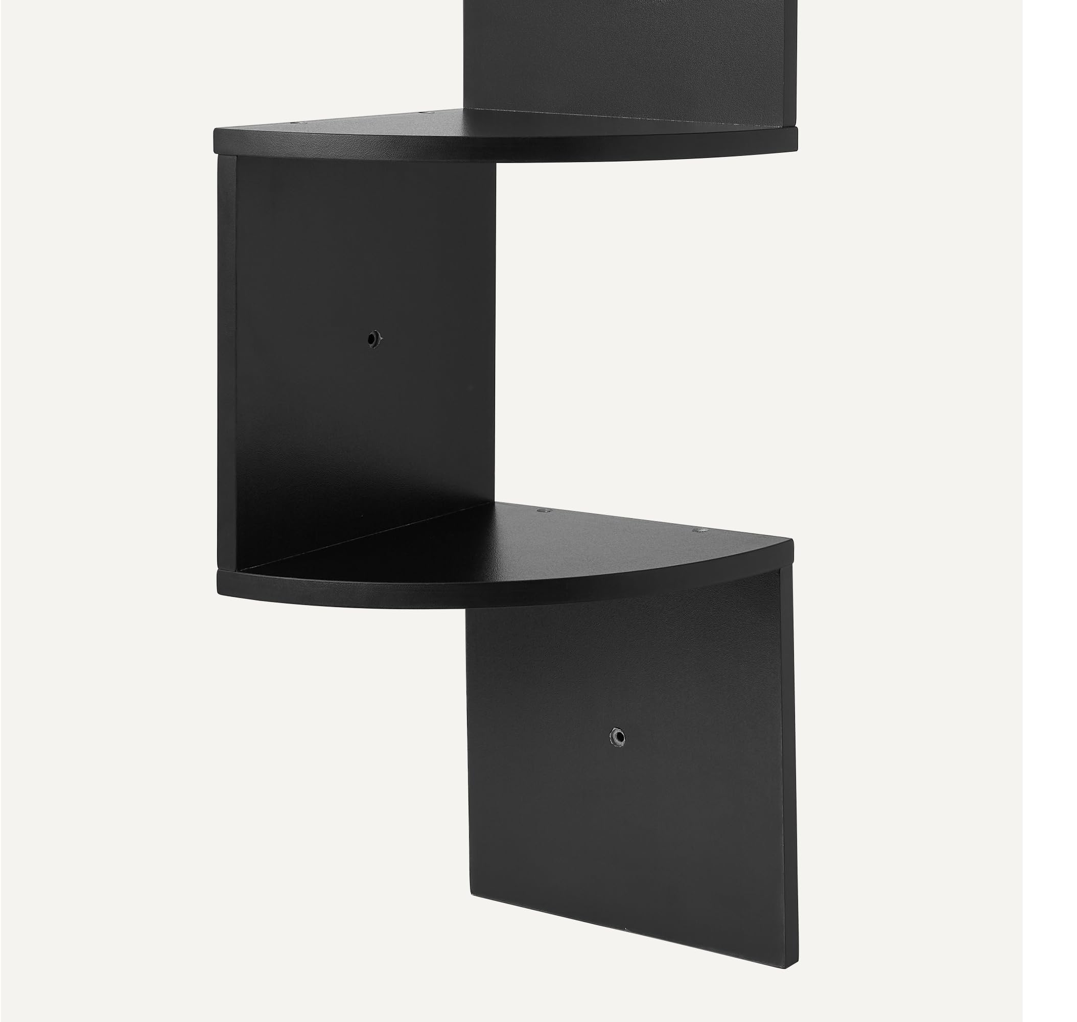 Amazon Basics shelf in living room showing space-saving benefit with decor