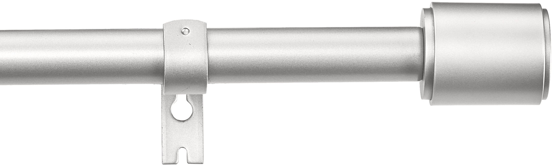 Amazon Basics curtain rod front view shows nickel finish and balanced look