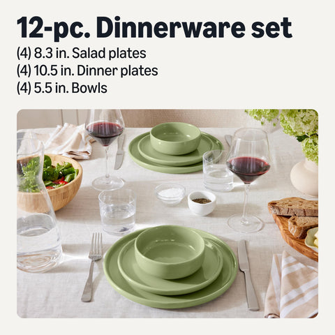 Amazon Basics dinner plate closeup showing glazed texture and durable finish