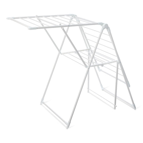 Amazon Basics front view of full rack showing white frame and capacity benefit