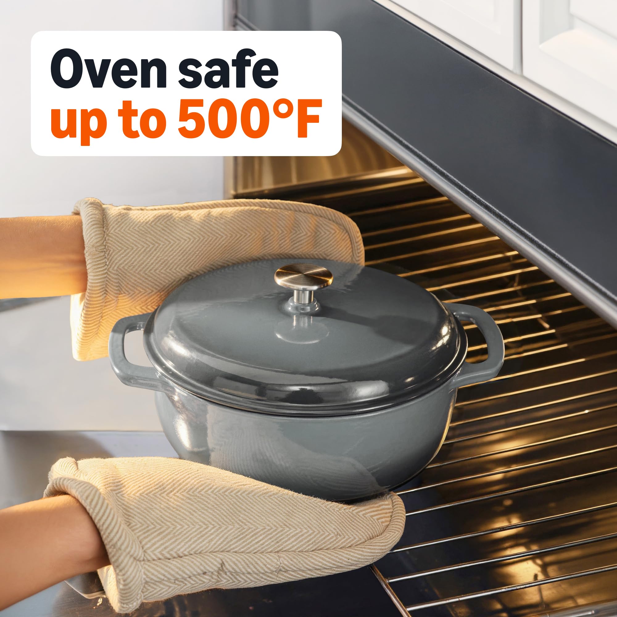 Amazon Basics Dutch oven inside texture showing smooth enamel interior and easy-clean benefit