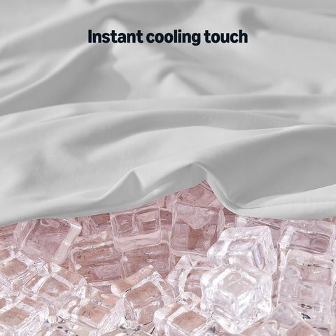 Amazon Basics fitted sheet stretched over thick mattress showing 15-inch deep pocket and secure elastic fit benefit
