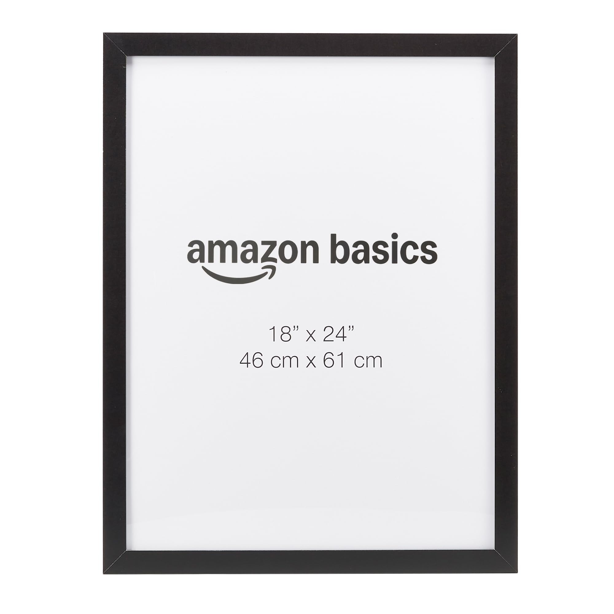 Amazon Basics frame front view showing black wood border and centered poster benefit clarity
