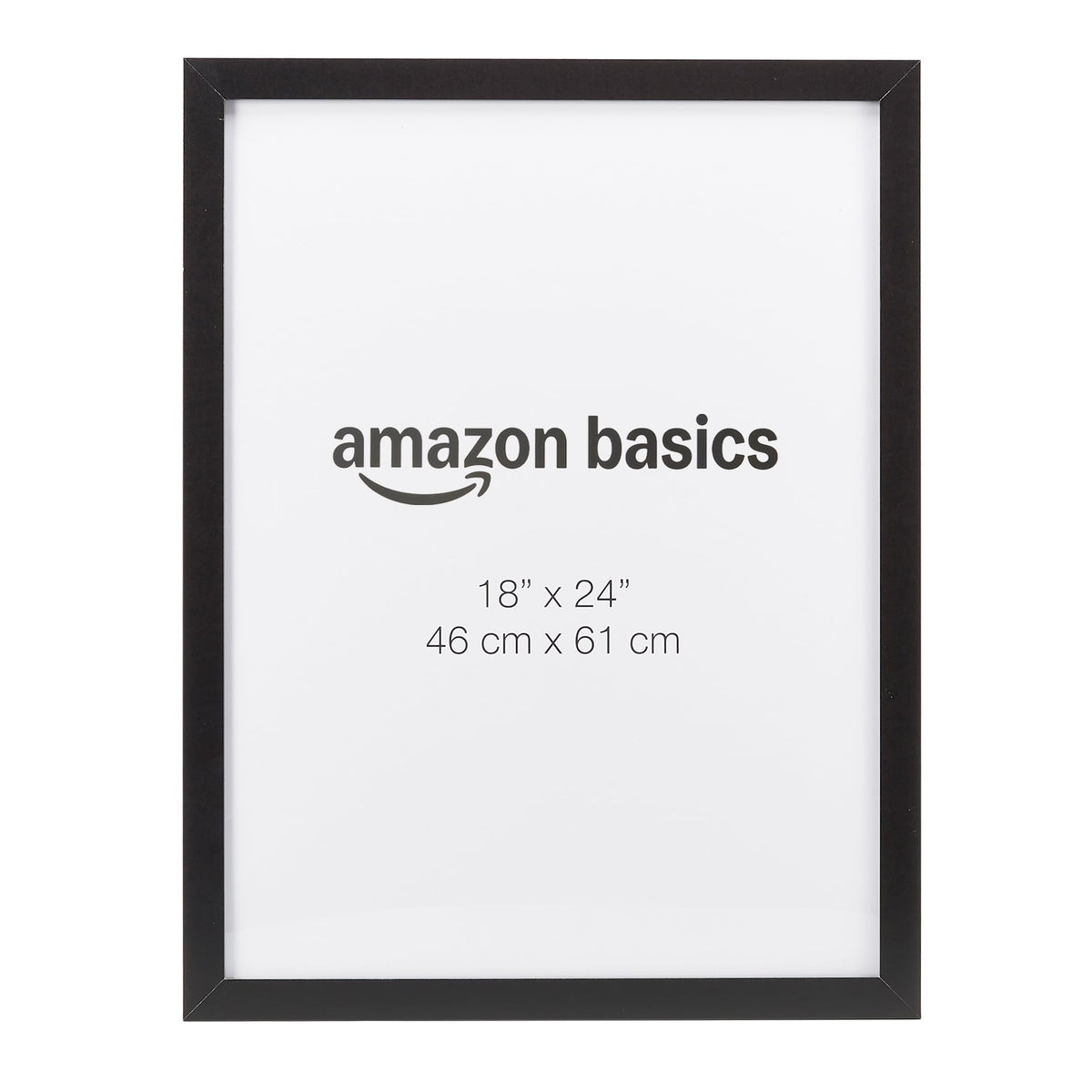 Amazon Basics frame front view showing black wood border and centered poster benefit clarity