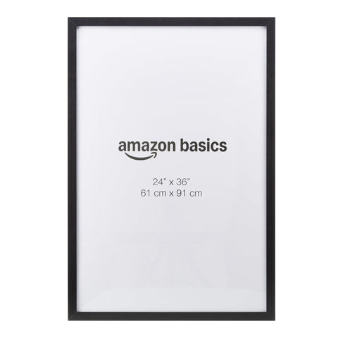 Amazon Basics front view showing black wood frame and clear plexiglass for clean display