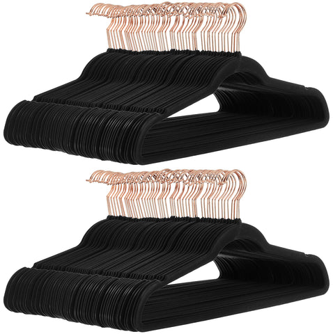 Amazon Basics front view of 100-pack hangers showing organized closet benefit