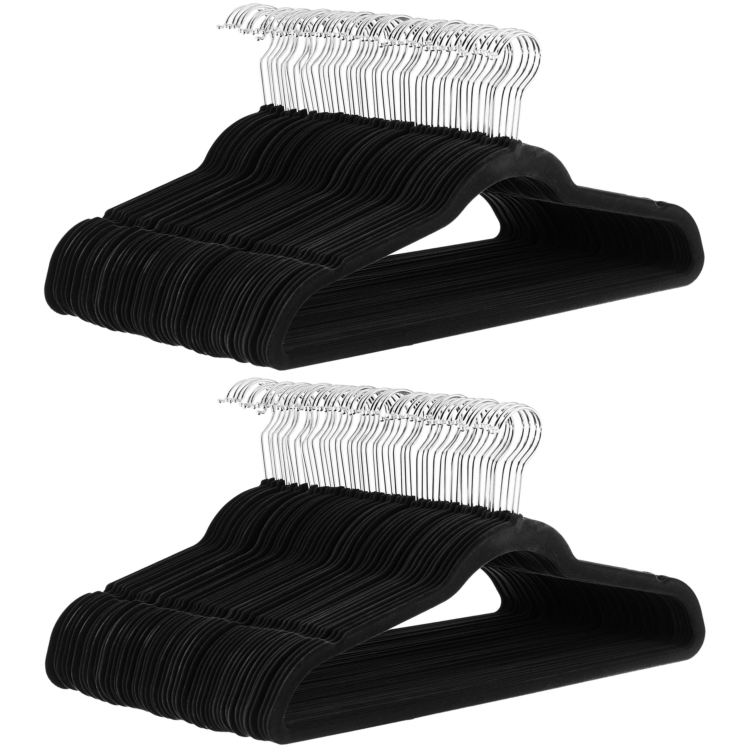 Amazon Basics front pack of 100 hangers organized and space-saving