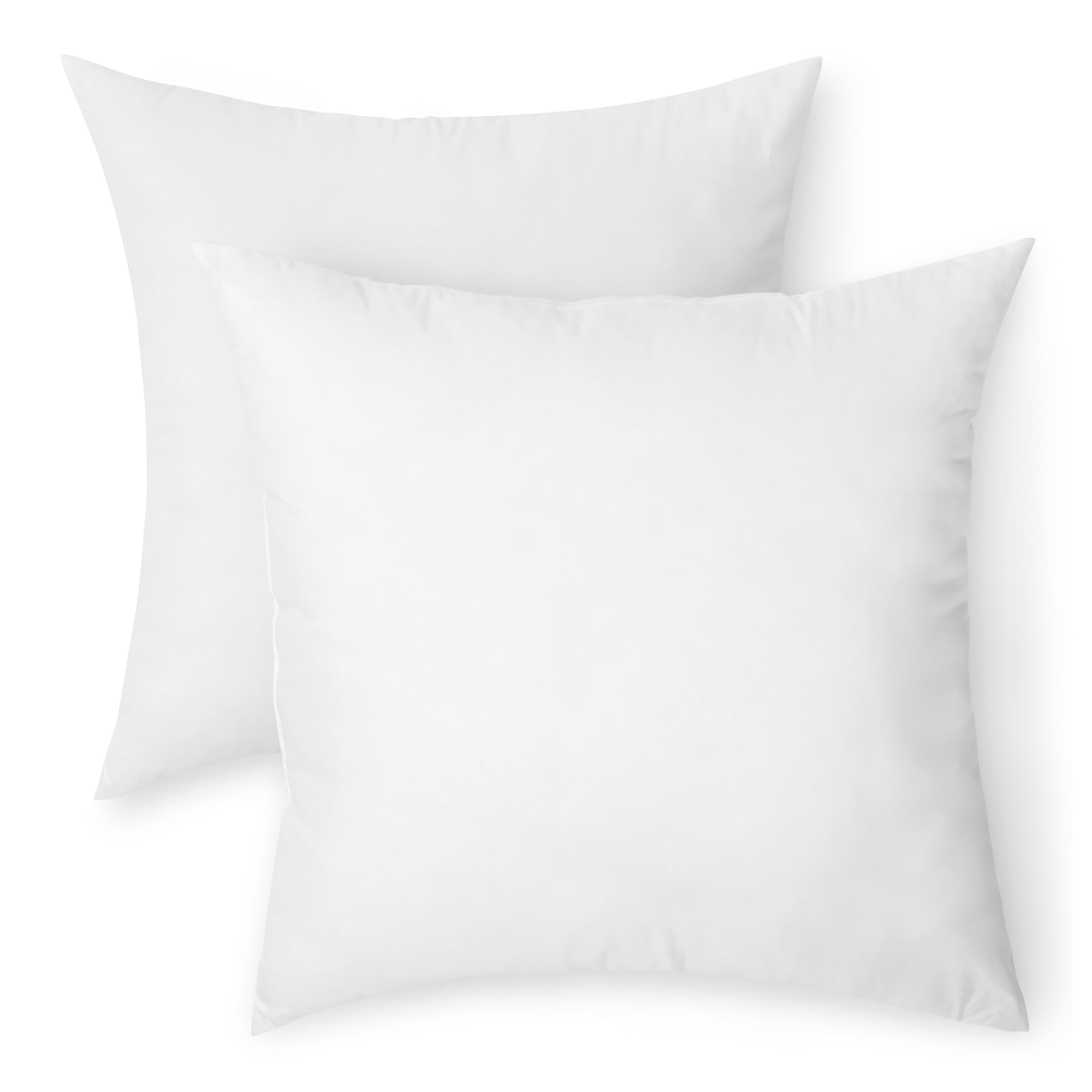Amazon Basics front view of two 26-inch pillow inserts showing soft loft and value
