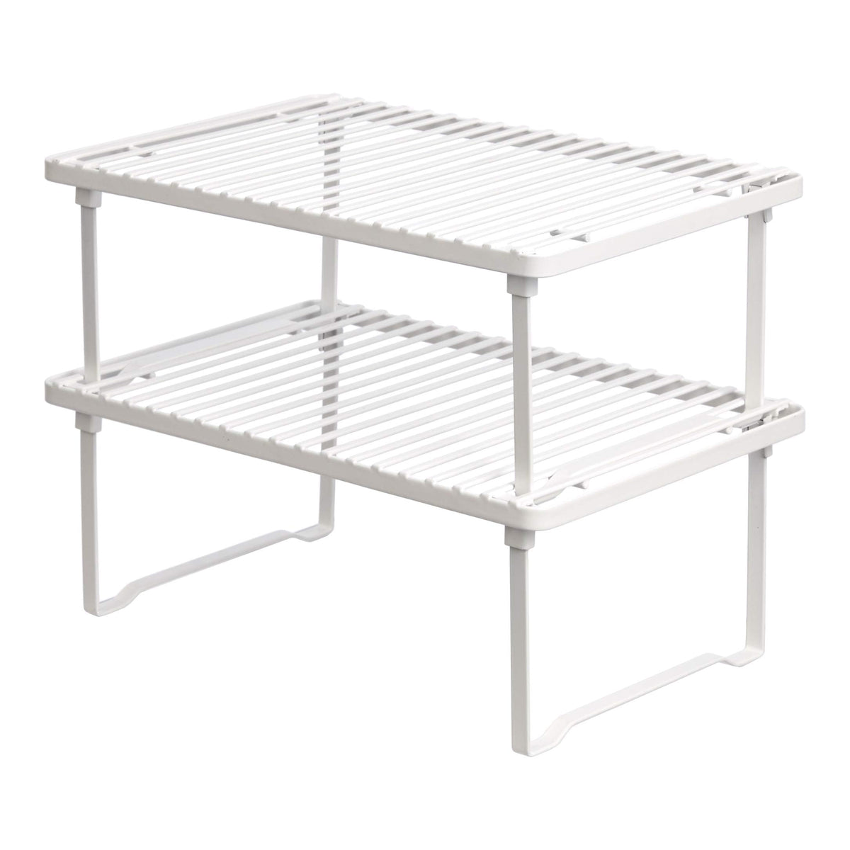 Amazon Basics front view shelf set showing neat cabinet organization benefit
