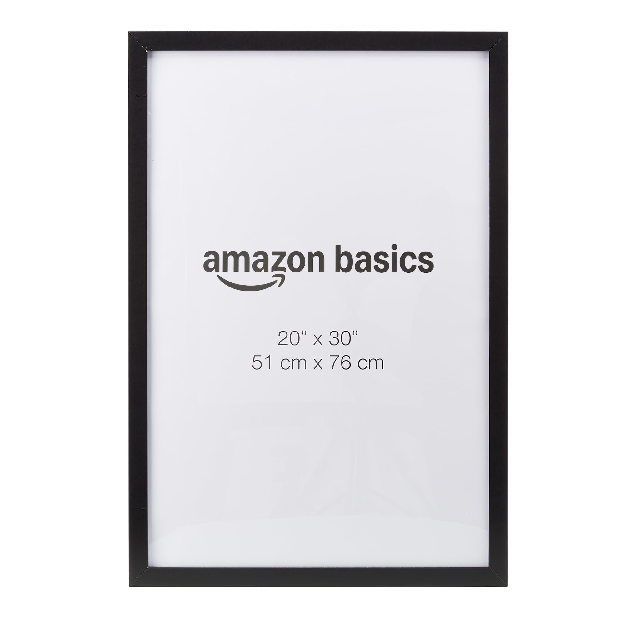Amazon Basics front view of black wood frame showcasing clean display and modern look