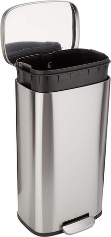 Amazon Basics front view satin nickel shows sleek smudge-resistant finish and compact shape