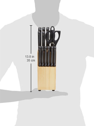 Amazon Basics handle detail showing full-tang triple-riveted grip for balanced control