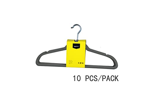 Amazon Basics hanger holding a shirt to show scale and space-saving benefit