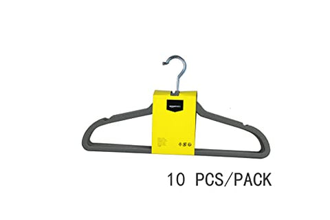 Amazon Basics hanger holding a shirt to show scale and space-saving benefit