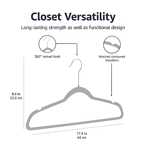Amazon Basics hangers filling a closet rod to maximize hanging capacity