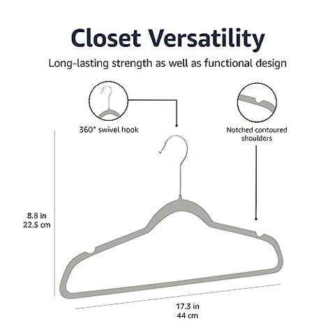 Amazon Basics hangers filling a closet rod to maximize hanging capacity