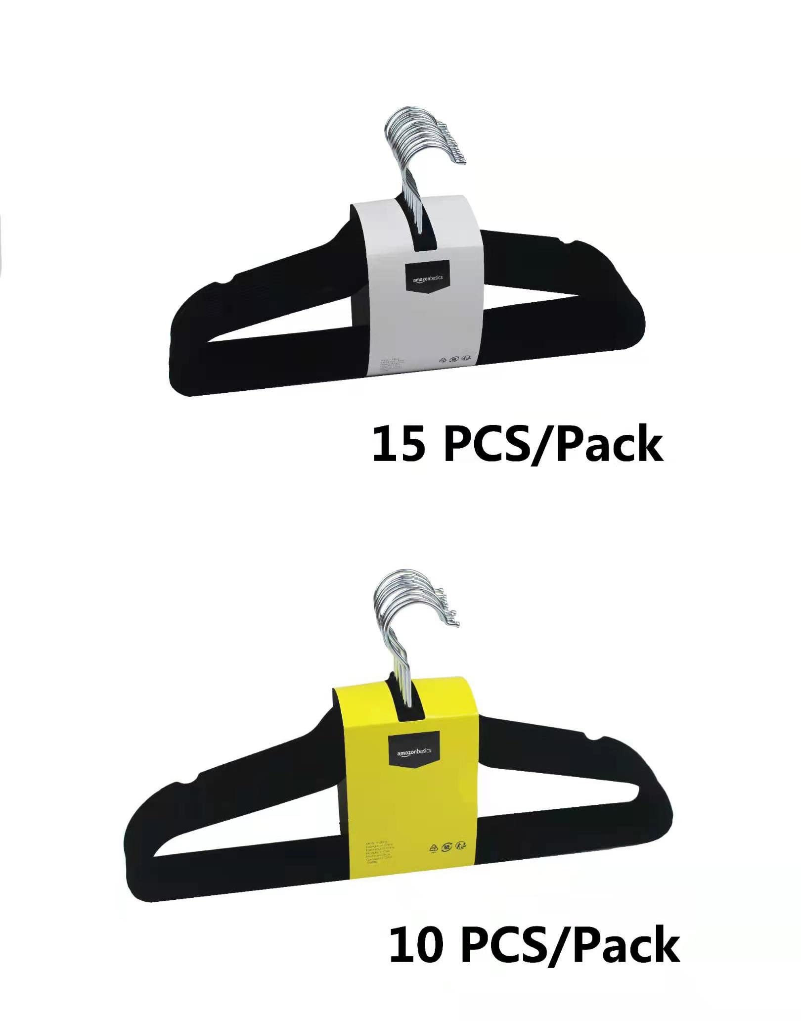 Amazon Basics hangers holding shirts and blazers to maximize closet space