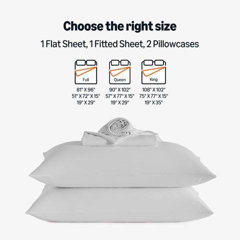 Amazon Basics gray sheet set on made bed in bright bedroom showcasing breathable look and cooling comfort