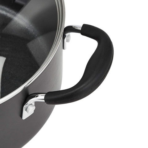 Amazon Basics pans in use on stovetop demonstrating even heating and versatile everyday cooking