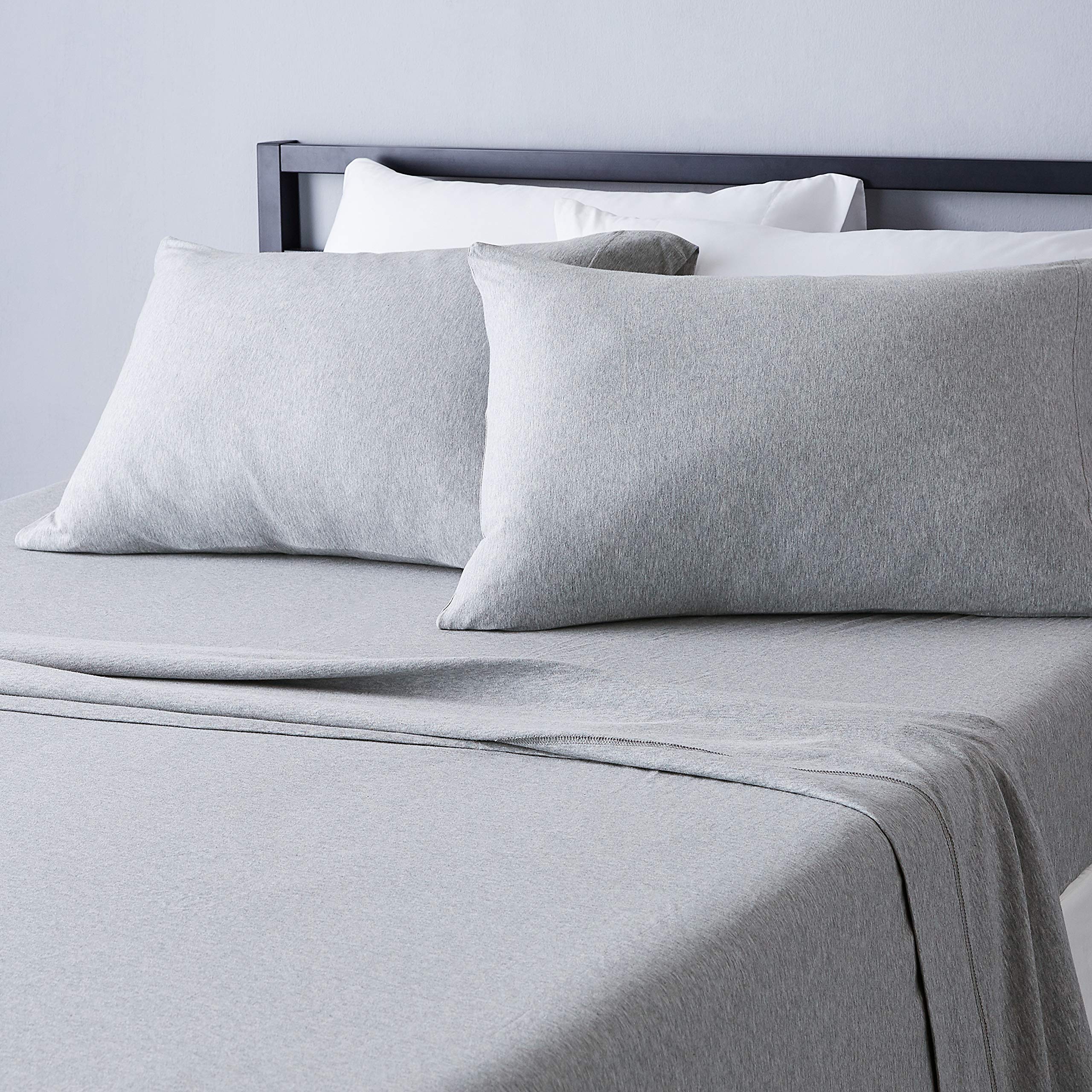 Amazon Basics king sheet set front packaging showing included pieces and benefits