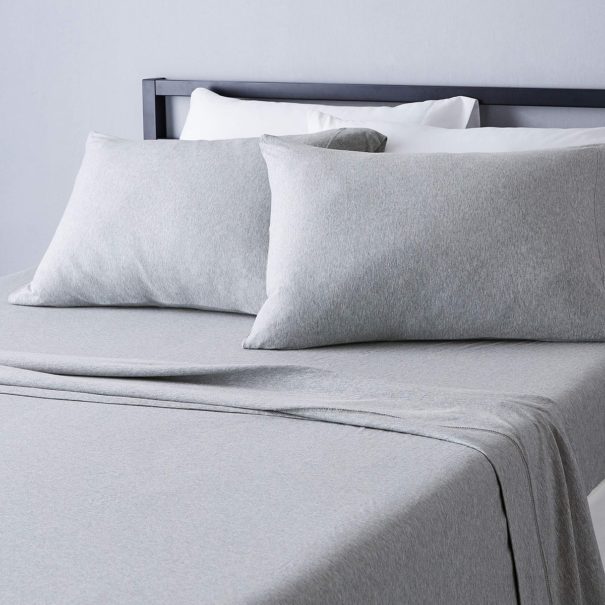 Amazon Basics king sheet set front packaging showing included pieces and benefits