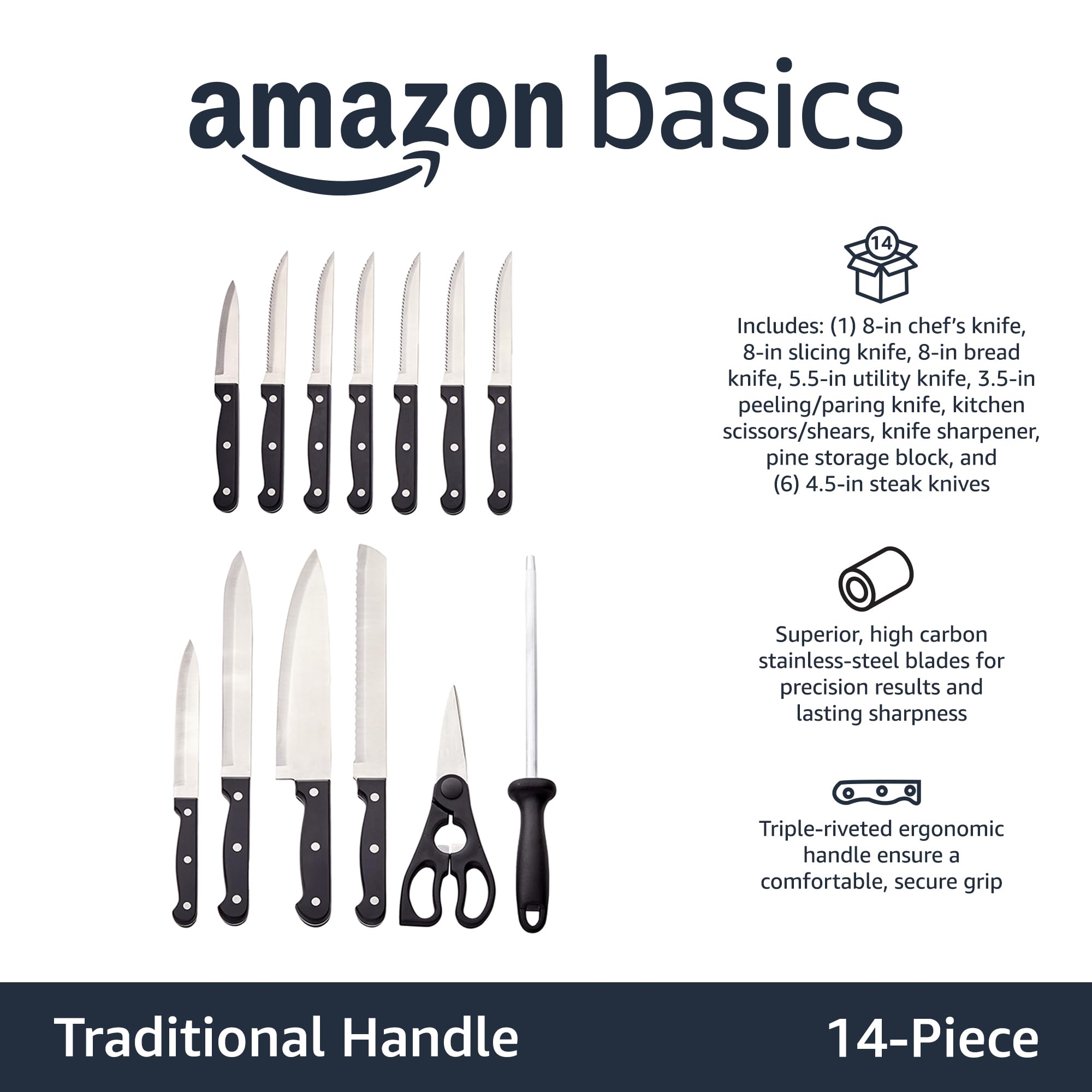 Amazon Basics blade close-up highlighting high-carbon stainless steel for long-lasting sharpness
