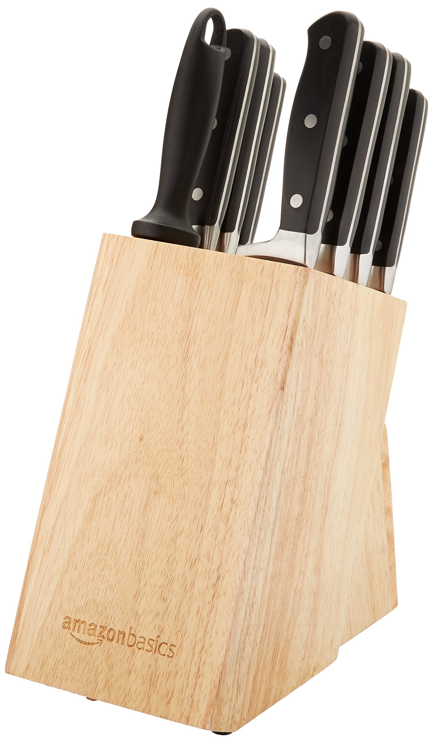 Amazon Basics ergonomic triple-riveted handle close-up offering balanced control and comfort