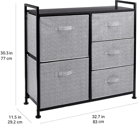 Amazon Basics organizer in bedroom lifestyle scene showing neat storage and streamlined decor