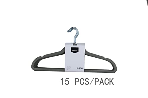 Amazon Basics hangers styled in a bedroom wardrobe for a tidy, uniform look