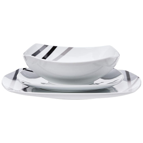 Amazon Basics plates beside utensils to show scale and practical portion sizing