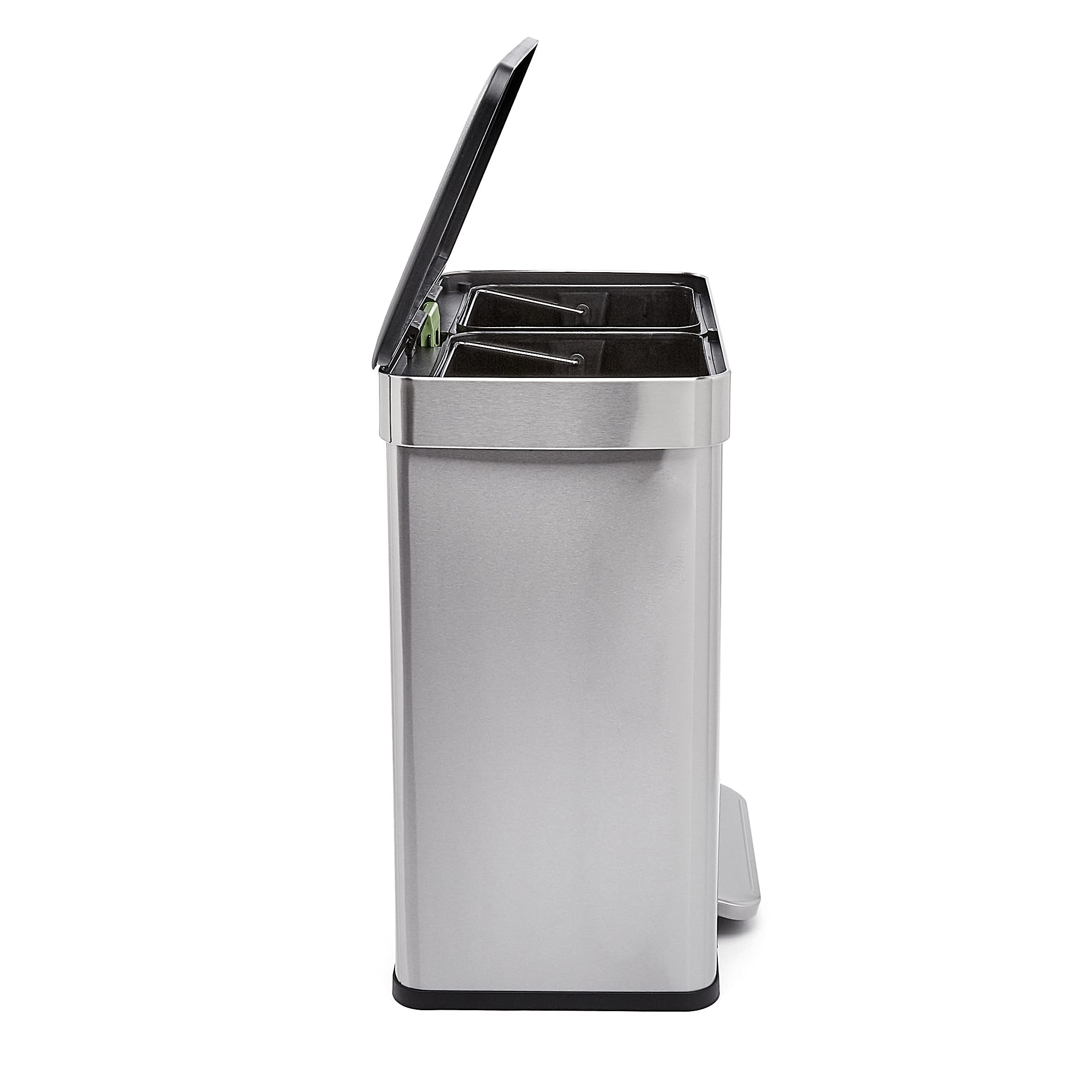 Amazon Basics open lid revealing two compartments for sorting and easy access