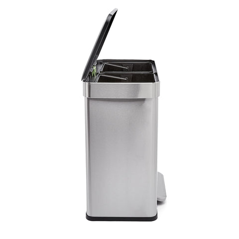 Amazon Basics open lid revealing two compartments for sorting and easy access