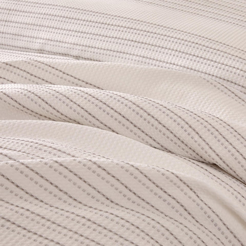 Amazon Basics pillow sham front with matching stripe pattern for coordinated look