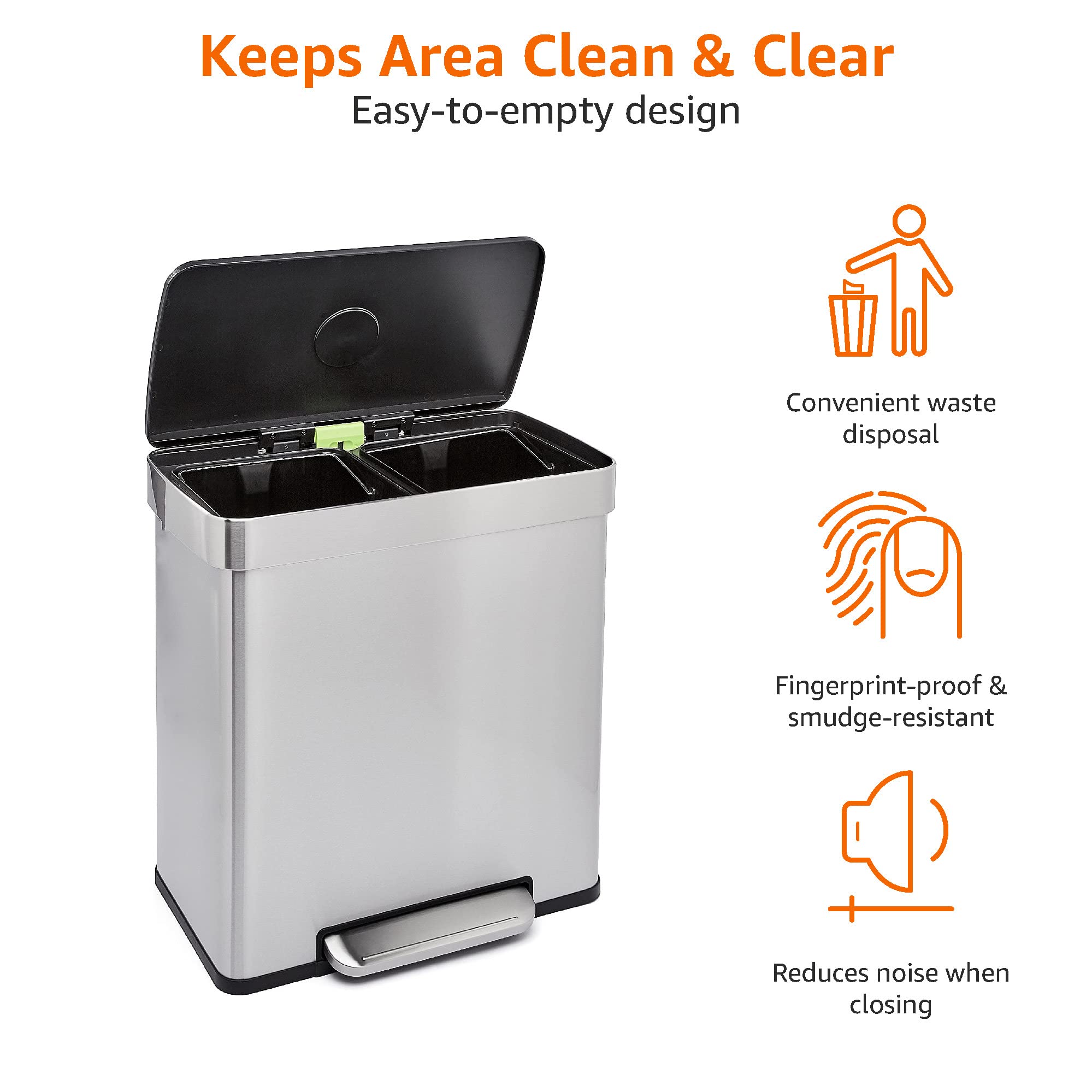 Amazon Basics removable liner bucket close-up with handle for convenient emptying