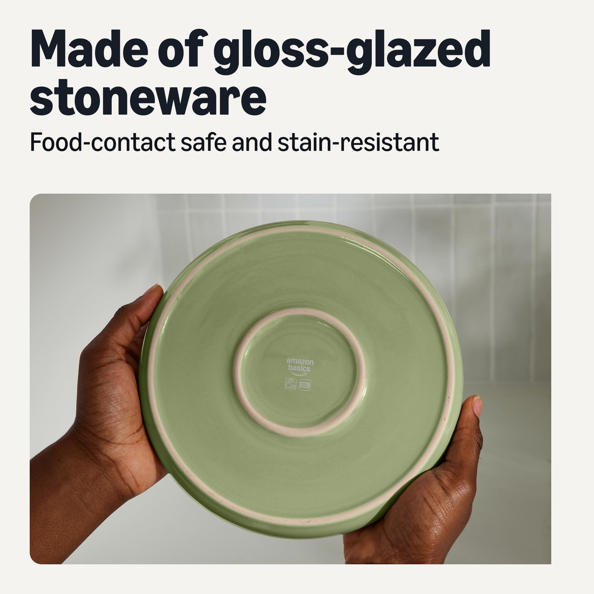 Amazon Basics salad plate stack demonstrating compact storage and neat stacking